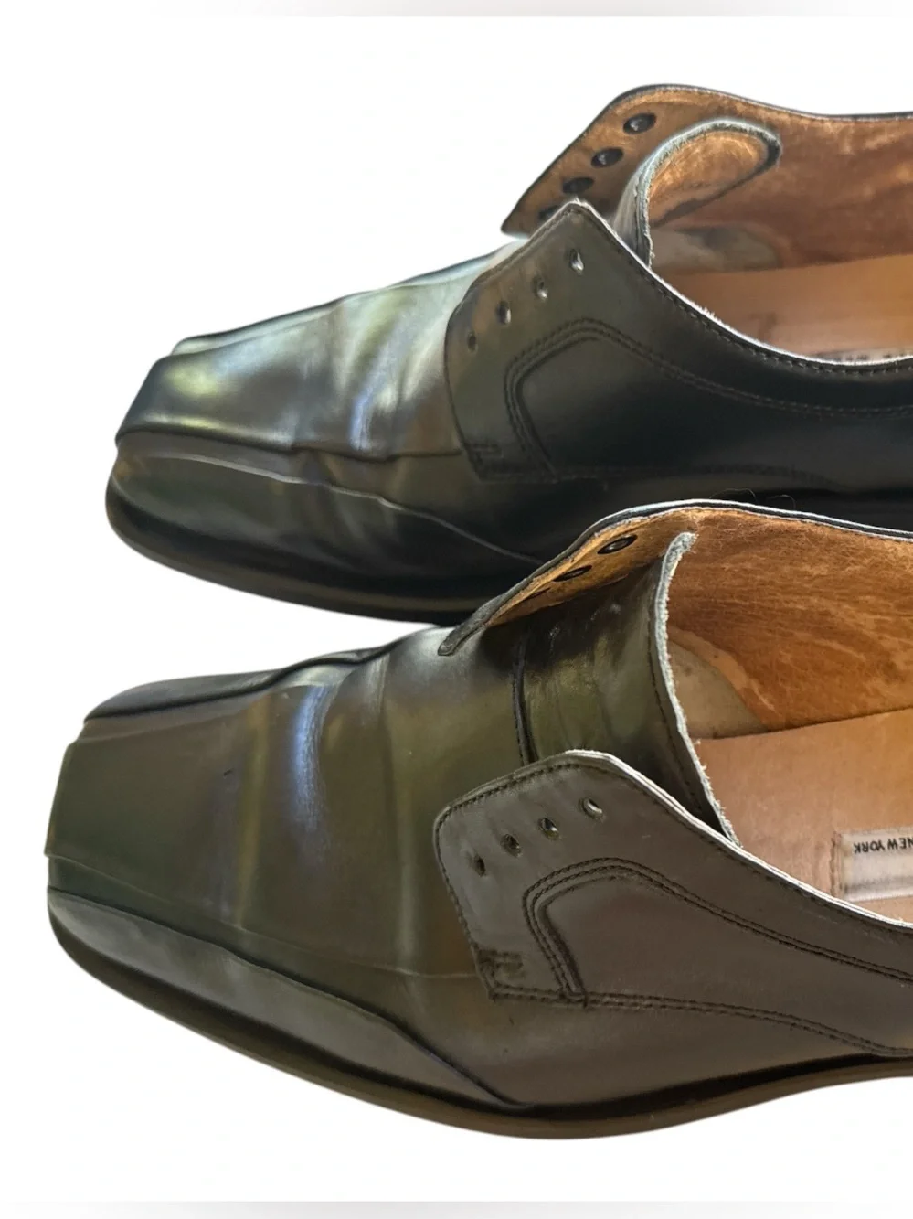 Kenneth Cole 040476 Black Leather Square Toe Dress Shoes Men's 9.5M